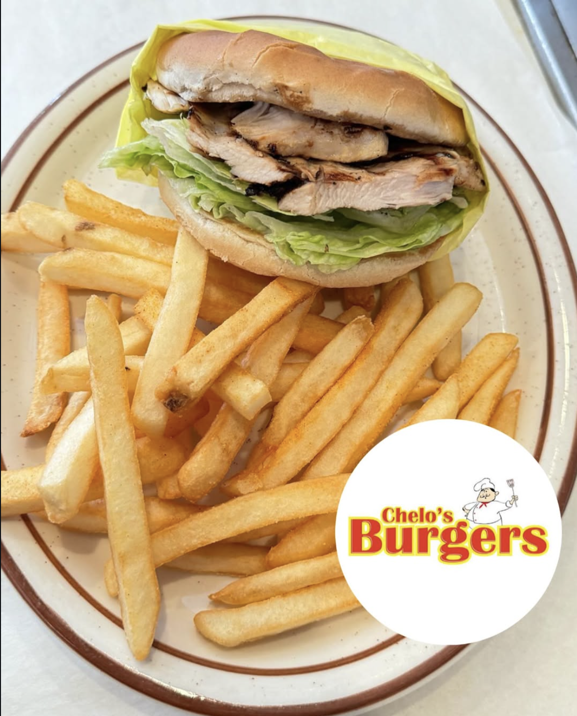 Grilled chicken sandwich with fries