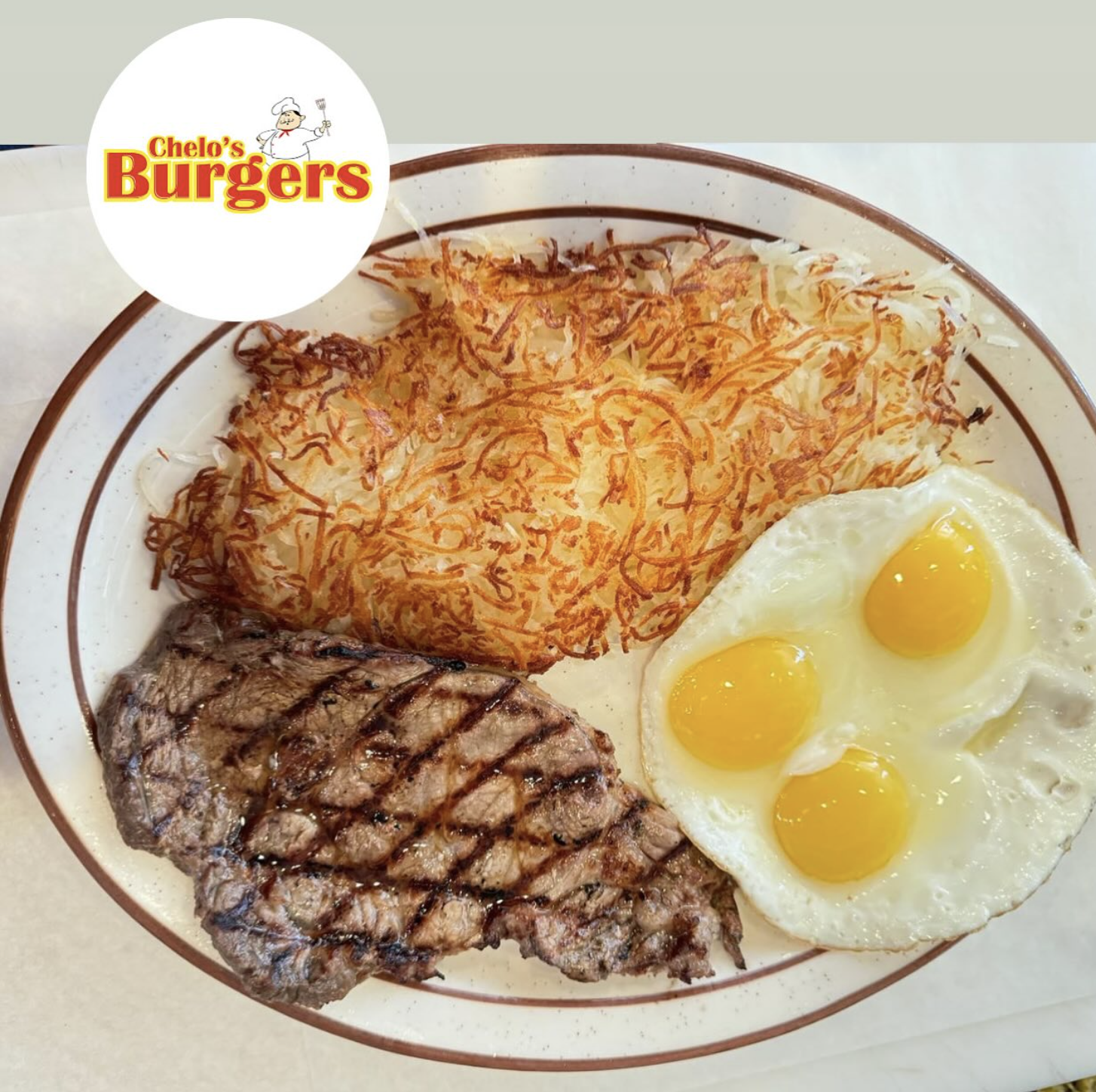 Steak and eggs with hash browns